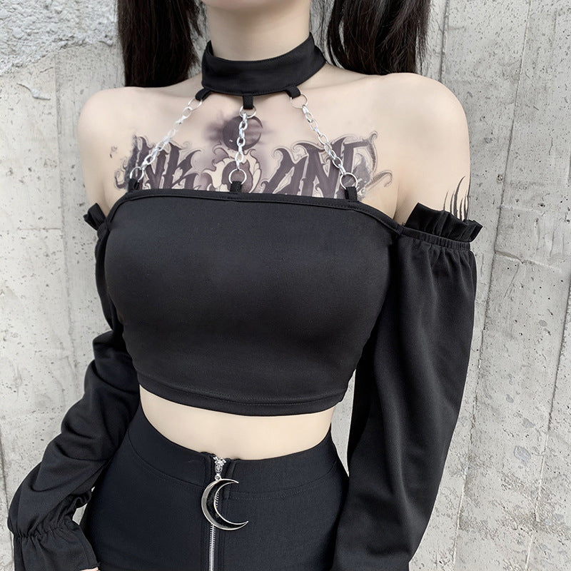 Black Chained Neck Top