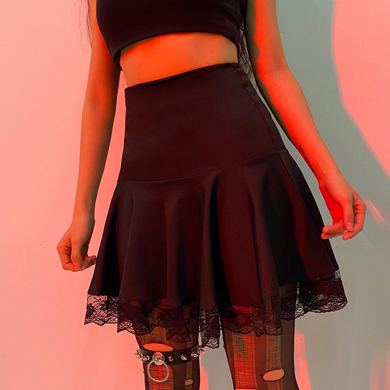 Black Lace Trim Skirt