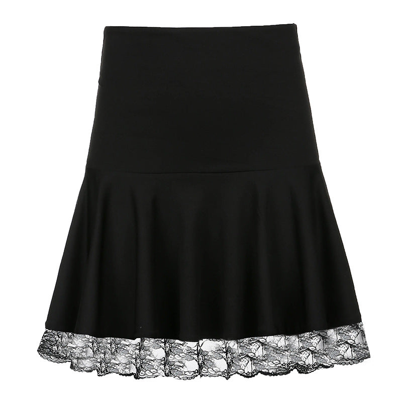 Black Lace Trim Skirt